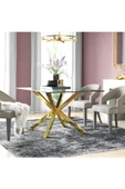 Hitit Dekorasyon Erika Gold Metal & Cam Kare Yemek Masası - 3
