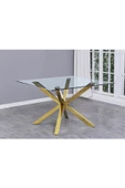 Hitit Dekorasyon Erika Gold Metal & Cam Kare Yemek Masası - 4