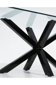 Hitit Dekorasyon Sias Metal Cam Yemek Masası Siyah Ayak Şeffaf Cam Tabla - 5