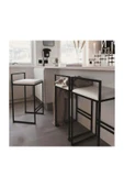 Hitit Dekorasyon Elina Siyah Metal Beyaz Bar Sandalyesi - 2
