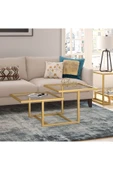 Hitit Dekorasyon Chic Gold Metal Cam Orta Sehpa thumbnail 1