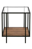 Hitit Dekorasyon Adeline Siyah Metal Cam&ahşap Yan Sehpa - 1