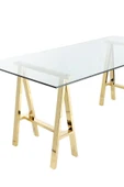 Hitit Dekorasyon Arlo Gold Metal Cam Yemek Masası - 3