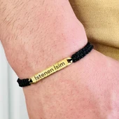 Gümüş Erkek Bileklik,14k Altın Kaplama ,sim Desen Isim Yazılabilir,şık Hediye - 2