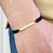 Gümüş Erkek Bileklik,14k Altın Kaplama ,sim Desen Isim Yazılabilir,şık Hediye - 1