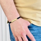 Gümüş Erkek Bileklik,14k Altın Kaplama ,sim Desen Isim Yazılabilir,şık Hediye - 3