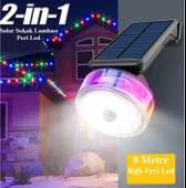 YD-2333 Güneş Enerjili 8 Metre RGB Peri Led + Hareket Sensörlü Solar Lamba 2in1 Bahçe-Balkon Ledi thumbnail 1