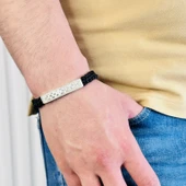 Gümüş Erkek Bileklik,14k Beyaz Altın Kaplama,ışıltı Desen El Örgüsü Bileklik,şık Hediye - 2
