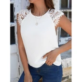 Lucky Life Kadın Kısa Kollu Bisiklet Yaka Ithal Krep Bluz - 2