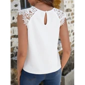 Lucky Life Kadın Kısa Kollu Bisiklet Yaka Ithal Krep Bluz - 7