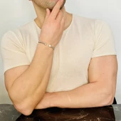 Gümüş Erkek Bileklik,0,55 Karat Beyaz Safir Bileklik Özel Tasarım,Şık Hediye thumbnail 3