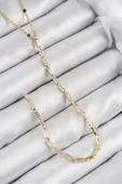 Pirinç Zirkon Taşlı Model Gold Renk Y Kolye - TJ-BKO10450 - 1