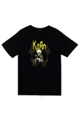 fame-stoned Korn Müzik Grubu Baskılı Unisex %100 Pamuk Siyah T-shirt thumbnail 1