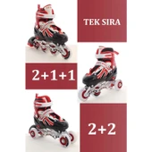 Toyaş Kırmızı Ayarlanabilir 2+2 Işıklı Metal Alıştırma Pateni Taşıma Çantalı - 2