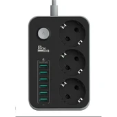 Ceylan Teknoloji İletişim USB Port Çoklu Şarj Istasyonu Priz Çoğaltıcı 6 USB Girişi 3.4A ve 3 Priz - 1