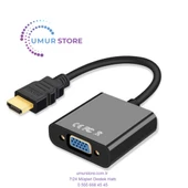HDMI To VGA Kablo Çevirici Dönüştürücü Görüntü Aktarıcı thumbnail 1