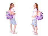 Kaukko Kids 3D Panda Şekilli Kız Çocuk Üçlü Okul Çantası Seti/Takımı - Mor Somon (L5233+L7233+L8233) thumbnail 4