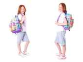 Kaukko Kids Dört Bölmeli Okul Çantası + Beslenme +Kalemlik Seti (Dondurma - Kız Çocuk - Kırmızı Mavi) thumbnail 4