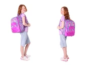 Kaukko Kids Tavşan Şekilli (Mor Pembe) Kız Çocuk Üçlü İlkokul Okul Çantası Seti thumbnail 4