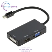 Mini Displayport To HDMI Dvi Vga Kablo Çevirici Dönüştürücü Thunderbolt Adaptör thumbnail 1