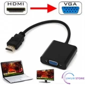 Hdmi To Vga Kablo Monitör Tv Çevirici Dönüştürücü Kablo + Ses Kablo Destekli - 1