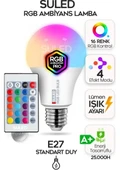 Rgb LED Ampül Kumandalı Ambiyans Aydınlatma Tasarruflu Lamba Renk Değiştiren LED Işık - 4