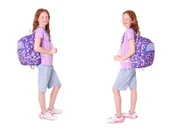 Kaukko Kids Kız Çocuk - Mor Pullu Şekerleme Desenli - Okul Çanta Seti (Sırt Çantası+Beslenme Çantası+Kalemlik) thumbnail 4