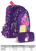 Kaukko Kız Çocuklar İçin Okul Sırt Çantası (L5223) ve Üç Bölmeli Kalemlik (L8223) Seti - Mor Pembe - Flamingo Detaylı thumbnail 2