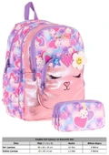 Kaukko Kids Kız Çocuklar İçin Sırt Çantası ve Kalemlik Seti - Kedi Şekilli - Pembe Mor - (L5219+L8219) thumbnail 2