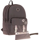 Kaukko Parlak Love Şeritli Gri Okul Çantası ve Cüzdan Tipi Kalemlik Seti (KK-K1842+KK-K2753) thumbnail 1