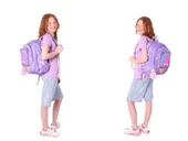 Kaukko Kids Kız Çocuklara Özel (Mor Sarı - Unicorn Detaylı) Üçlü Okul Çantası Seti thumbnail 4