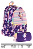 Kaukko Kız Çocuk Dört Gözlü Okul Çantası ve Üç Gözlü Kalem Çantası Seti - Mor - Unicorn (L5228+L8228) thumbnail 2