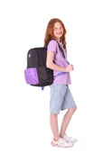 Kaukko Double Colors Üç Bölmeli Kız Çocuk Okul ve Günlük Sırt Çantası - Siyah Mor - K1837 thumbnail 5