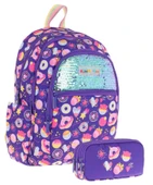Kaukko Kids Kız Çocuk Okul Çantası ve Üç Bölmeli Kalemlik Seti (Mor - Pullu Şekerleme) - (L5216+L8216) thumbnail 1