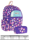 Kaukko Kids Kız Çocuk Okul Çantası ve Üç Bölmeli Kalemlik Seti (Mor - Pullu Şekerleme) - (L5216+L8216) thumbnail 2