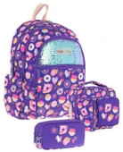 Kaukko Kids Kız Çocuk - Mor Pullu Şekerleme Desenli - Okul Çanta Seti (Sırt Çantası+Beslenme Çantası+Kalemlik) thumbnail 1