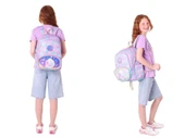 Kaukko Kız Çocuklar İçin Okul Sırt Çantası (L5225) ve Üç Bölmeli Kalemlik (L8225) Seti - Pembe Yeşil - Denizkızı Nakışlı ve Baskılı thumbnail 3