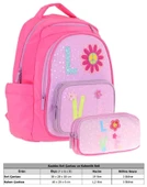 Kaukko Kids Simli Love Desenli Kız Çocuk Okul Çantası ve Üç Gözlü Kalem Çantası Seti (L5211+L8211) thumbnail 3