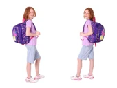 Kaukko Kids Kız Çocuklara Özel (Mor Pembe - Flamingo Detaylı) Üçlü Okul Çantası Seti thumbnail 4