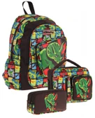 Kaukko Kids Kız Çocuklara Özel (Siyah Yeşil - 3D Gergedan Detaylı) Üçlü Okul Çantası Seti thumbnail 1