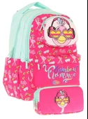 Kaukko Kids Toys Kız Çocuk Kırmızı Yeşil 3D Flamingo Şekilli İlkokul Çantası ve Kalemlik Seti (L5235+L8235) thumbnail 1