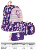 Kaukko Kids Üçlü Kız Çocuk İlkokul Okul Çantası Seti (L5228+L7228+L8228) Mor - Kauçuk Unicorn thumbnail 2