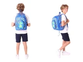 Kaukko Erkek Çocuklar İçin Okul Sırt Çantası (L5262) ve Üç Bölmeli Kalemlik (L8262) Seti - Mavi Yeşil - 3D Dinazor Detaylı thumbnail 3