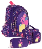 Kaukko Kids Kız Çocuklara Özel (Mor Pembe - Flamingo Detaylı) Üçlü Okul Çantası Seti thumbnail 1