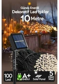 10 Metre Solar Enerjili Dekoratif 100 LED Işık Bahçe Balkon ve Süsleme Ledleri Gün Işığı - 1