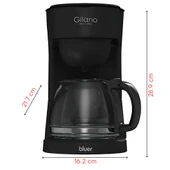 Bluer Gilano 1.25L Filtre Kahve Makinesi | 750W Güç, Sıcak Tutma & Damlatma Önleme, Cam Demlik, Otomatik Kapanma - 2