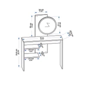 Arnetti Dali Geniş Aynalı Raflı Makyaj Masası - Safirmeşe, Antrasit Modern ve Şık Tasarım - 5
