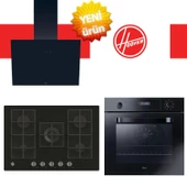 Hoover Riviera Ankastre Set A+++  ( HOT3051BI/E  + HVG74K3B 75 cm Siyah Ocak +  HDG6C1GBTK Siyah) thumbnail 1