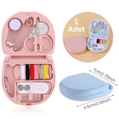 Mini Dikiş Seti Pratik Taşınabilir Plastik Kutu İçinde Acil Onarım ve Dikiş Malzemeleri thumbnail 5