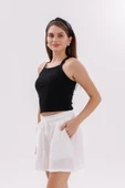 Genıus Store Kadın Şort Aerobin Pamuklu Cepli Çekmez Kumaş Beli Lastikli Şort - 8